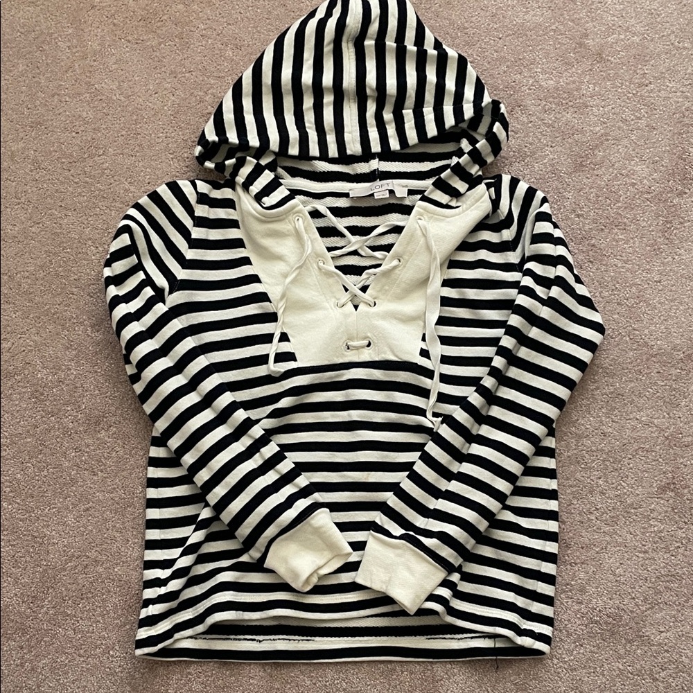 LOFT Navy and White Striped Sweater